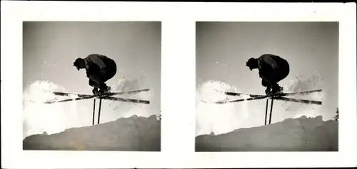 Stereo Foto Winter in Oberbayern Otto Schönstein, Hohe Kunst des Skisports