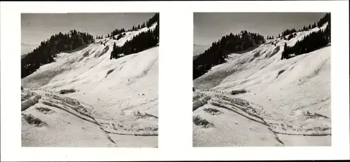 Stereo Foto Winter in Oberbayern Otto Schönstein, Brauneck bei Lenggries, Skigelände