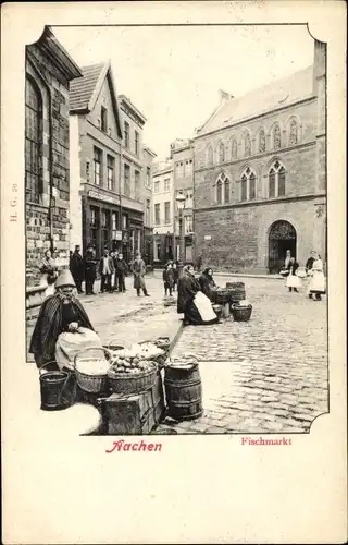 Ak Aachen in Nordrhein Westfalen, Fischmarkt, Marktfrauen