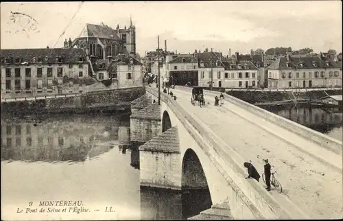 Ak Montereau Seine et Marne, Pont de Seine, Kirche