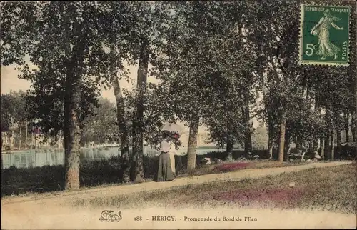 Ak Héricy Seine et Marne, Promenade du Bord de l'Eau