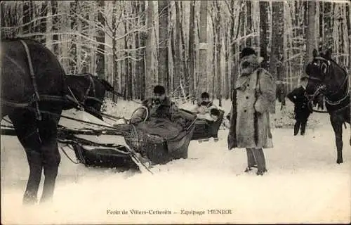 Ak Villers Cotterêts Aisne, Foret, Equipage Menier