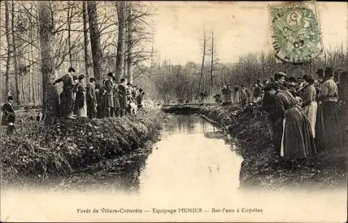 Ak Villers Cotterêts Aisne, Equipage Menier, Foret, Bat-l'eau a Coyolles