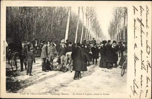 Ak Villers Cotterêts Aisne, Foret, Equipage Menier, Au Fond-d'Argent, avant la Curee