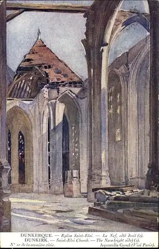 Künstler Ak Gysel, Dunkerque Dünkirchen Nord, Eglise Saint-Eloi, Le Nef, cote droit