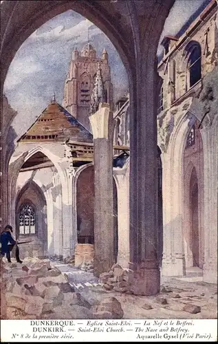 Künstler Ak Gysel, Dunkerque Dünkirchen Nord, Eglise Saint Eloi