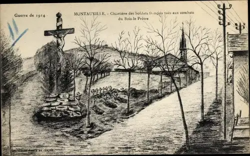 Ak Montauville Meurthe et Moselle, Soldatenfriedhof