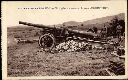 Ak Camp du Valdahon Doubs, Geschütz, Mistinguett