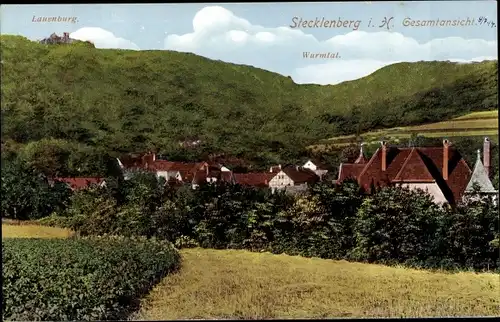 Ak Stecklenberg Thale im Harz, Gesamtansicht, Lauenburg, Warmtal