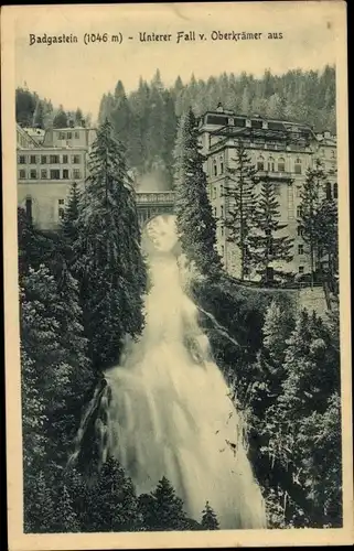 Ak Bad Gastein Badgastein in Salzburg, Unterer Fall, Brücke