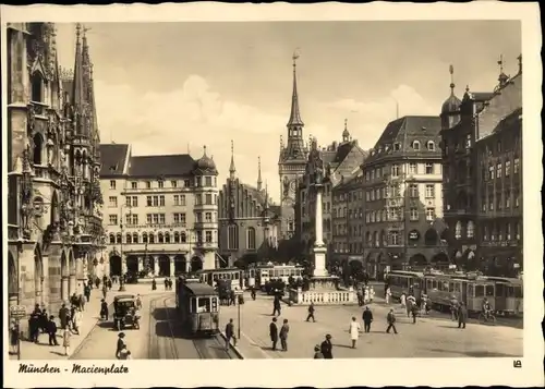 Ak München, Marienplatz, Straßenbahn