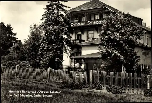 Ak Bad Schandau Sächsische Schweiz, Hotel-Restaurant Ostrauer Scheibe