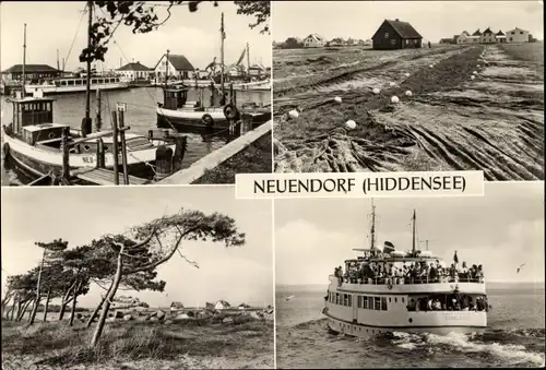 Ak Neuendorf auf der Insel Hiddensee, Hafen, Teilansichten, Fähre