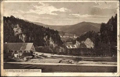 Ak Schwarzenberg Schönmünzach Baiersbronn, Blick auf den Ort