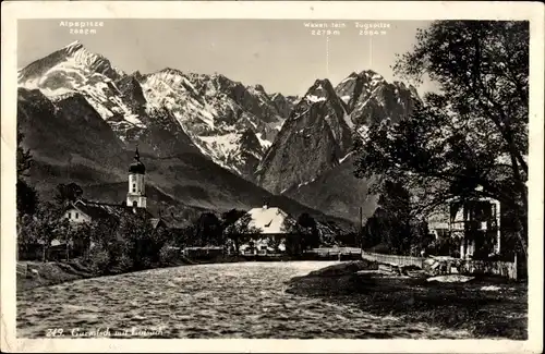 Ak Cumbach Rudolstadt in Thüringen, Alpspitze, Waxenstein, Zugspitze, Loisach