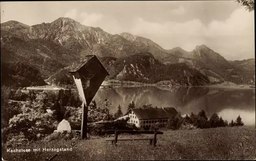 Ak Kochel am See in Oberbayern, Gasthaus Herzogstand, Kochelsee