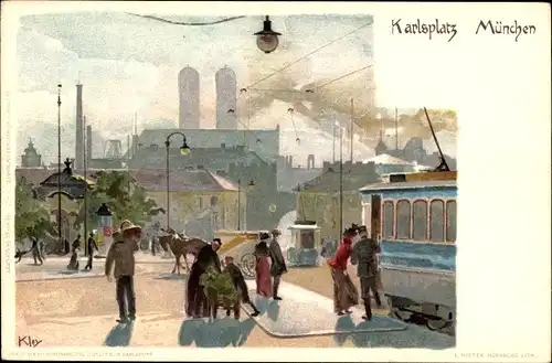 Künstler Litho Kley, H., München Bayern, Karlsplatz