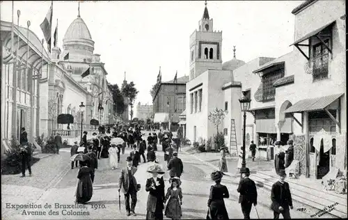 Ak Bruxelles Brüssel, Exposition,1910, Avenue des Colonies