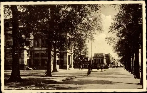 Ak Groningen Niederlande, Turfsingel met Schouwburg