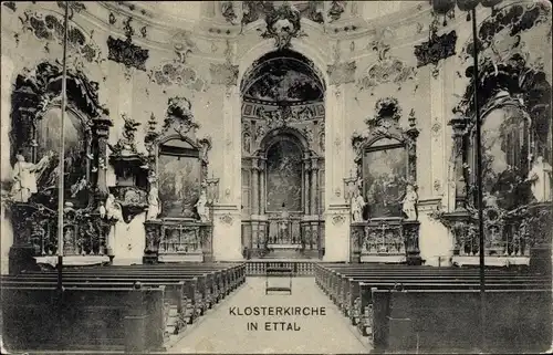 Ak Ettal Oberbayern, Klosterkirche, Inneres, Altar