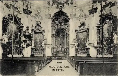 Ak Ettal Oberbayern, Klosterkirche, Inneres, Altar