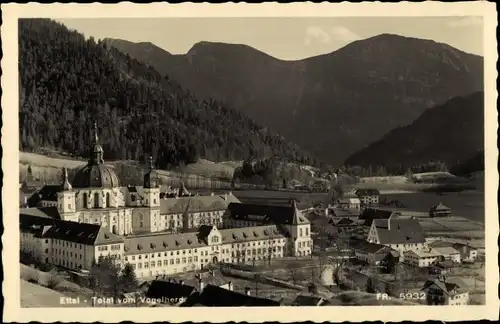 Ak Ettal Oberbayern, Kloster, Panorama