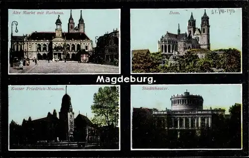 Ak Magdeburg, Dom, Stadttheater, Markt, Rathaus