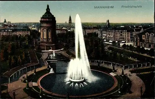 Ak Mannheim in Baden, Friedrichsplatz, Fontäne