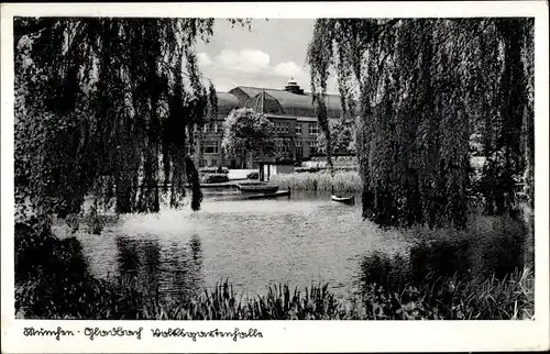 Ak Mönchengladbach am Niederrhein, Wasserpartie, Boote, Halle