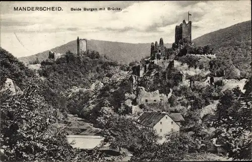 Ak Manderscheid in der Eifel, Totalansicht, Brücke