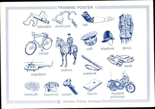 Künstler Ak Evans, Harwood, Police Training, Training Poster 1, Hemdon Police College