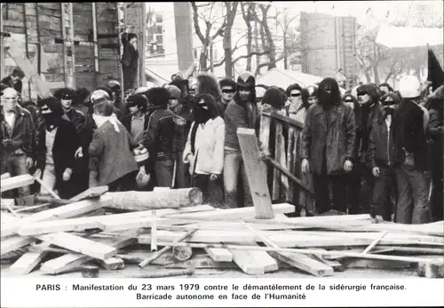 Paris, Demonstration vom 23. März 1979 gegen die Demontage der französischen Stahlindustrie