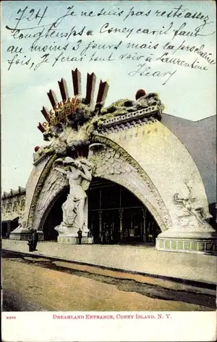 Ak Coney Island Brooklyn New York City USA, Dreamland-Eingang