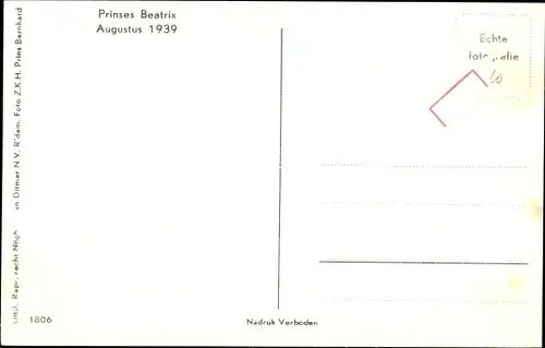 Ak Prinzessin Beatrix der Niederlande als Kleinkind mit Bollerwagen, August 1939