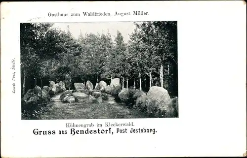 Ak Bendestorf am Kleckerwald in Niedersachsen, Gasthof zum Waldfrieden, Hünengrab im Kleckerwald