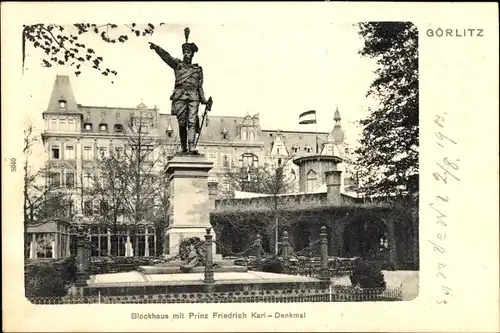 Ak Görlitz in der Lausitz, Blockhaus, Prinz-Friedrich-Karl-Denkmal