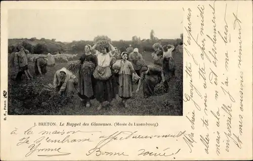 Künstler Ak Breton, J., Le Rappel des Glaneuses, Musse de Luxembourg