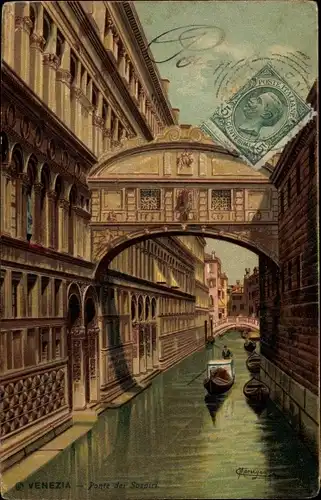 Künstler Ak Venezia Venedig Veneto,  Ponte dei Sospiri, Seufzerbrücke