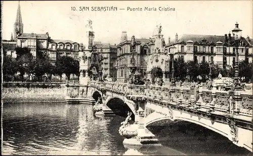 Ak Donostia San Sebastián Baskenland, Maria-Cristina-Brücke