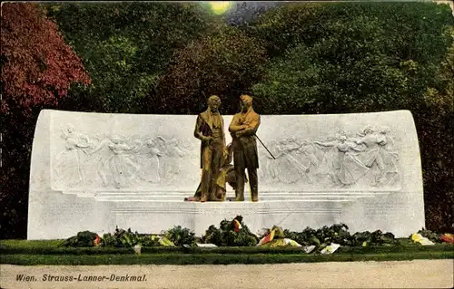 Ak Wien, Strauss-Lanner-Denkmal