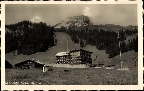 Ak Hirschegg Mittelberg im Kleinwalsertal Vorarlberg, Sporthotel Auenhütte
