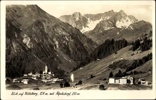 Ak Mittelberg Vorarlberg, Gesamtansicht, Älpeleskopf