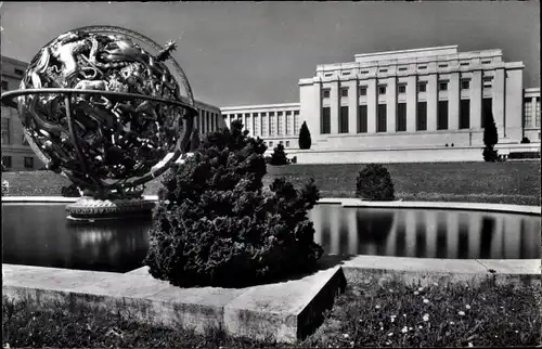 Ak Genève Genf Schweiz, Der Palast der Vereinten Nationen, Sphere Manship