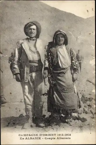Ak in Albanien, albanisches Paar, Ostfeldzug 1914–18