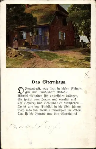 Ak Gedicht Das Elternhaus, Jugendzeit, was liegt in diesen Klängen...