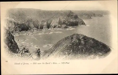 Ak Jersey Kanalinseln, Berge nahe der Teufelshöhle