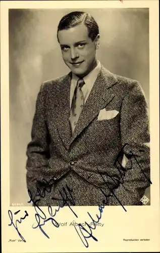 Ak Schauspieler Wolf Albach Retty, Portrait, Anzug, Ross Verlag  6684 1, Autogramm