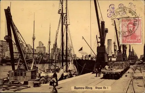 Ak Buenos Aires Argentinien, Hafen, Dique 1