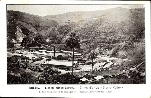 Ak Minas Geraes Brasilien, Blick auf die Morro Velho Goldmine