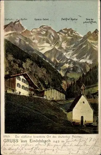 Ak Einödsbach Oberstdorf im Oberallgäu, Blick vom Ort aus auf die umliegenden Berge
